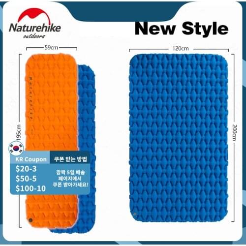 NatureHike Inflatable Sleeping Pad Nylon TPU Portable Camping Mat Lightweight Outdoor Air Mattress Travel Cushion Moisture-Proof