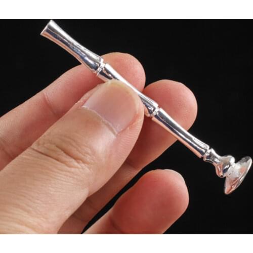 High quality 925 sterling silver 2 in 1 Carved Smoking Tobacco Pipe Nozzle Cleaner Tamper Tool Novel duckbill