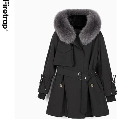 New Arrival Real Fur Parka Winter Clothes Women with Fox Fur Collar Coats and Jackets Women Liner Rex Rabbit Fur