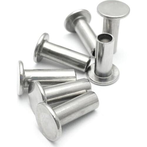 20pcs M4 304 stainless steel Flat head semi-tubular rivet Hollow rivets GB875 5mm-40mm Length