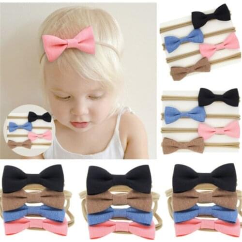 PUDCOCO 4pc Girls Baby Headband Toddler Lace Bow Flower Hair Band Accessories Headwears