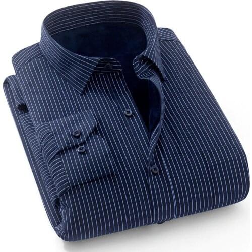 MFERLIER Winter Autumn men shirts 5XL 6XL 7XL 8XL 9XL long sleeve Casual Keep warm shirts men 5 colors