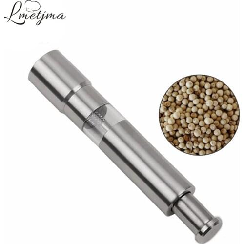 LMETJMA Manual Pepper Mill Stainless Steel Salt and Pepper Grinder Malt Grain Mill Spice Herb Muller Kitchen Tools K0101