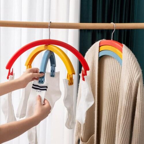 Three-Layer Rainbow Hanger Hangers For Clothes Closet Organizer Clothing Rack Storage Shelf Household Rotating Child Hanger Clip