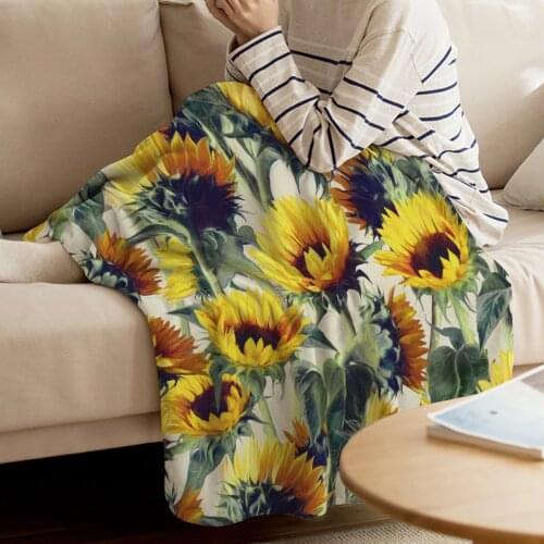 WARMTOUR Throw Blanket Sunflowers Forever Throw Blanket Soft Warm Microfiber Blanket Flannel Blanket Blankets For Beds