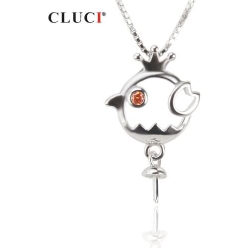 CLUCI Sterling Silver Small Chicken Shaped Pendant for Women Necklace 925 Silver Cute Zircon Gift Charms Pendant Jewelry SP280SB