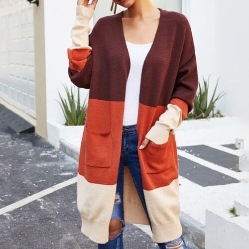 Autumn Striped knit Sweater coat Women Winter Fashion cardigan 2020 splice knitting Sweaters Knit Female High Street cardigans