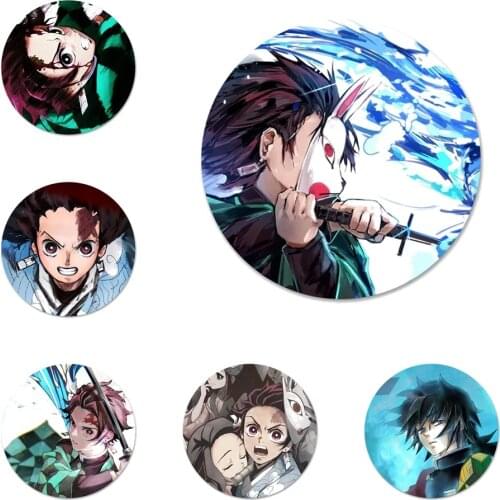 Anime Demon Slayer Kimetsu no Yaiba Icons Pins Badge Decoration Brooches Metal Badges For Clothes Backpack Decoration 58mm