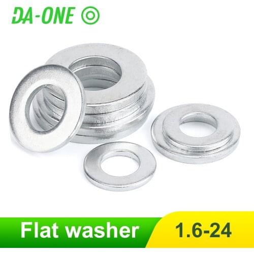 1-100pcs M1.6 M2 M2.5 M3 M4 M5 M6 M8 M10 M12 M16 M20 M24 304 Stainless Steel Flat Washer shim spacer Plain metal Washers Rings