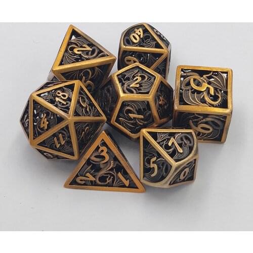 2021 The Newest Metal Hollow DND Dices Set Dados Rol Polyhedral RPG Dice Playing Dobbelstenen Dobbel Game D20 Dice