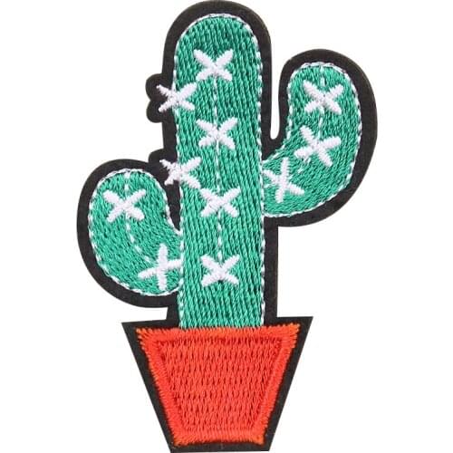 5PCS DIY Cute Patches Plants Cactus Embroidery Applique for Clothing Sew on Apparel Fabric Badge Iron on Clothes Sewing Supplies