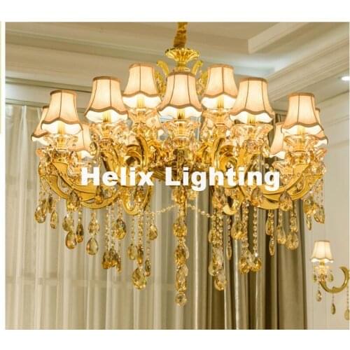Free Shipping Golden Finishing Lustres Chandelier Luxury Vintage Crystal Chandelier E14 LED Golden Chandelier Shades Included
