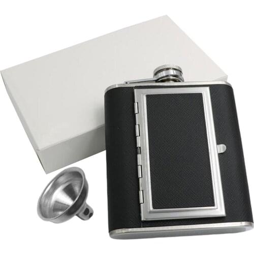 European And American Stainless Steel Hip Flask Cigarette Case Dual Purpose Creative Bottle With Funnel Home Outdoor Sports