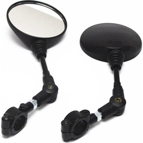 Motorcycle Rearview Side Mirror Black Round For 22mm Bar Scooter Street Bike
