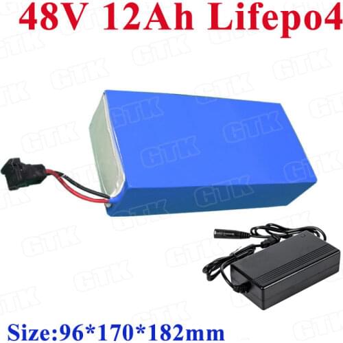 GTK 48v 12ah 10ah lifepo4 battery pack with BMS for 1200w 1000w electric scooter bike Snowmobile batteries+ 58.4V 2A Charger