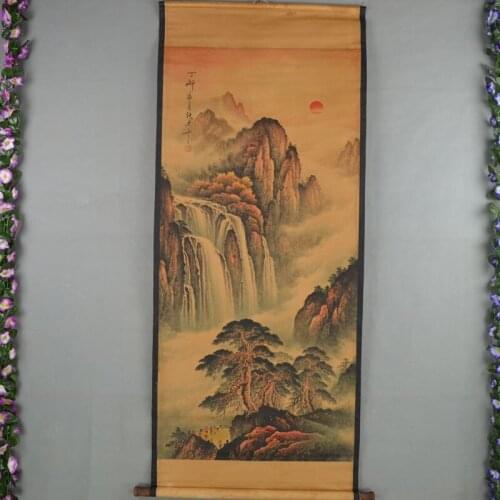 Chinese Qing Dynasty Scroll Painting party illustration, Free shipping