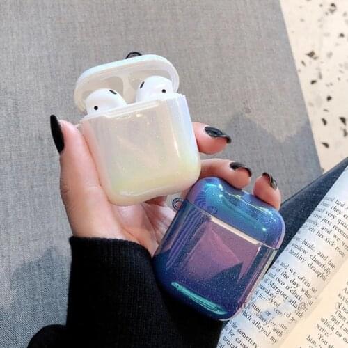 Kjoew Airpods 1/2 Earphone Case Lovely Rainbow Hard Headphone For Apple Airpods 1 2 Colorful Raindrops Wireless Headset Cover