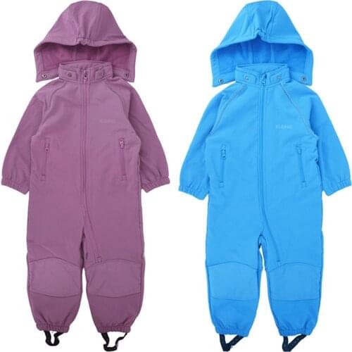 Soft shell baby jumpsuit boy girl jumpsuit with foot belt jumpsuit to keep warm