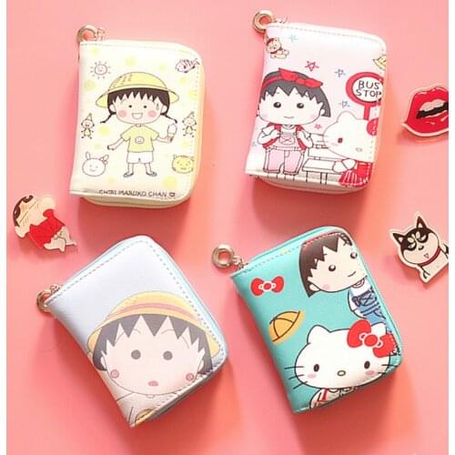 Cherry Maruko Coin Purse Cartoon Anime Female Student Short Zip Wallet Womens Wallets and Purses