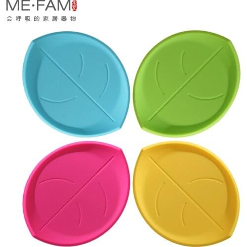 ME.FAM 9 cm Fashion Colorful Leaves Silicone Mats Non-slip Cups Pads Heat Resistance Coasters For Cafe Kitchen Restaurant Office