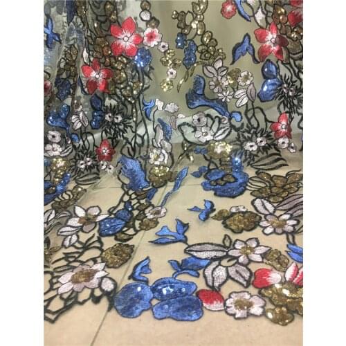 Best quality YG-320 embroidered African Tulle Lace Fabric African French Lace Fabric with sequins embroidery