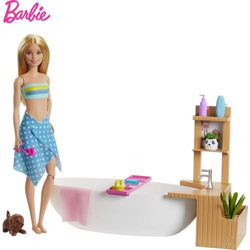 Barbie Bubble Bath Doll Set Fizzy Bath Doll Playset Blonde Tub Toys Fashion Childrens Toy Christmas Gift GJN32