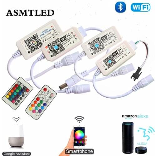 LED Bluetooth WiFi RGB Pixel Controller Mini DC12V With 24Key IR 21Key RF Remote Control For SMD 5050 RGBW WS2812 Strip Light