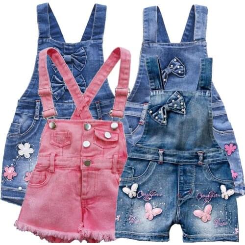 2-11T Summer Children Kids Little Girls Romper Shorts Denim Overalls Shortalls Jeans Cotton Denim Bib Shorts Rompers