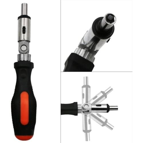 K1KA Ratchet Screwdriver 180 Degree T-type Foldable Screwdriver Set 1/4 Hex Interface Lock Disassemble Screwdriver Tool