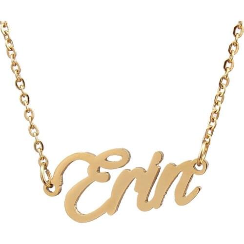 Erin Name Necklace Personalised Stainless Steel Women Choker 18k Gold Plated Alphabet Letter Pendant Jewelry Friends Gift