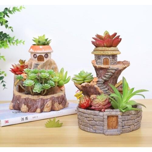 Resin Flower Pot Creative Desktop Small Landscape Flower Pots American Cartoons Garden Plant Pot Home Decoration Balcony Vase