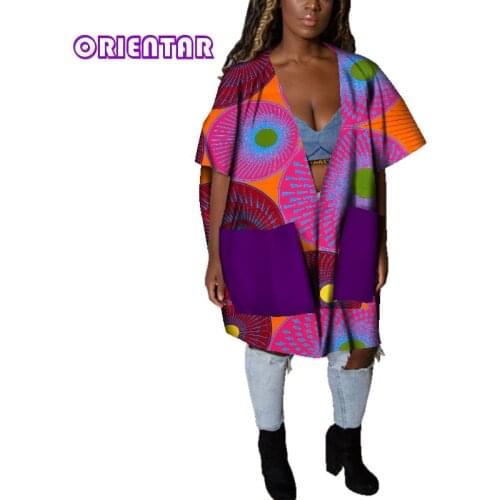 Casual African Clothes for Women African Print Cotton Loose Sexy Deep V Neck Dashiki Gown Women Bazin Riche Africa Blouse WY4803