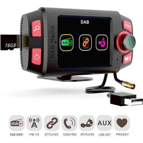 2.4inch DAB Receiver 4 Color Screen Car Music Playback Bluetooth Player TF Card Aux DAB Digital Stereo MP3 Radio FM Transmitter