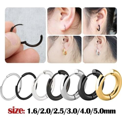 1 pair stainless steel Hoop Earrings For men/Women Multiple Size Round Circle Ear Bone Buckle Earring Classic Pop Gothic Jewelry