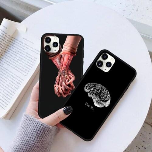Medical Human Organs Brain Silicone Black Phone Case Rubber for iPhone 11 pro XS MAX 8 7 6 6S Plus X 5S SE 2020 XR case