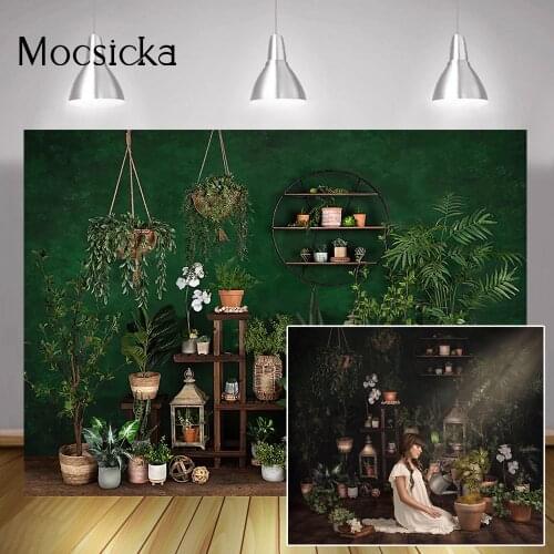 Spring Photography Backgrounds Green Potted Plants Portrait Backdrop Newborn Kids Birthday Art Background Photo Studio Props