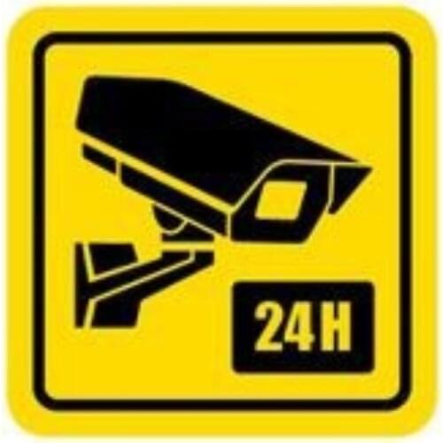 Yellow Black CCTV 24 hour monitor monitoring camera warning slogan character sign wall vinyl sticker custom made home decoration