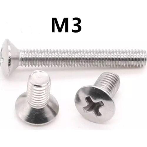 200PCS M3x5/6/8/10/25mm GB820 DIN966 Countersunk raised head screws with cross recess half countersunk half-Phillip flat screw