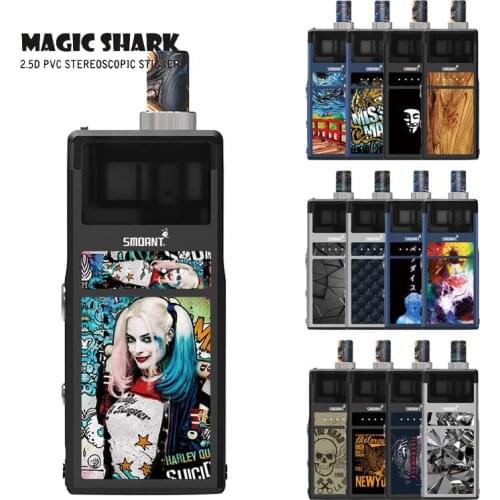 Magic Shark Painting Wood Flower Joker Leaf Skull Matte Sticker Cover for Pasito Film Skin Case for Smoant Pasito