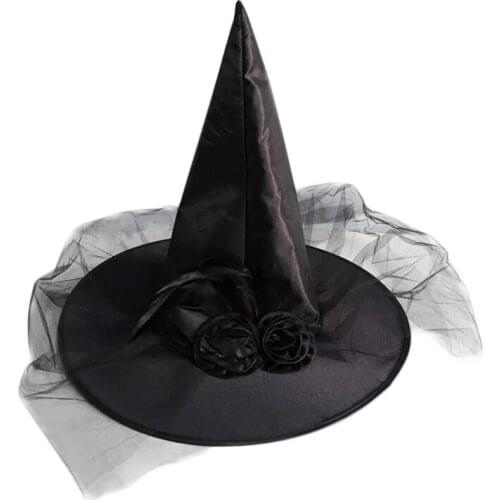 L5YA Womens Curved Cone Witch Hat Costume Accessory Women Sharp Pointed Witch Hat for Halloween Costume Party