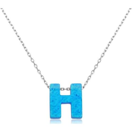 Silver Opal Letter Lady Necklace