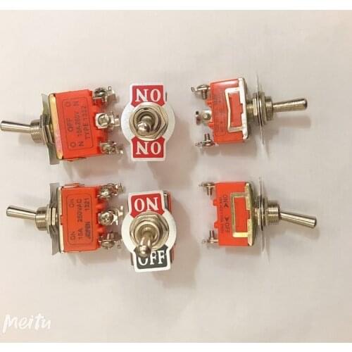 1pcs E-TEN1021 AC 250V 15A 2 Pin DPDT SPST SPDT On/Off 2 3Position Mini Toggle Switch E-TEN1121 1321 1322 E-TEN1122 1221 Orange