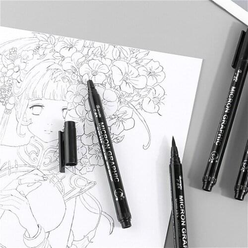 1Pcs Pens for Art Sewing Tools Water Based Brush Markers Different Size Pigment Liner Triangular Fineliner