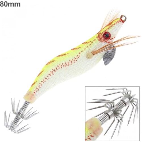 1PCS Fishing Lures Luminous Spoon and Minnow 80mm 7.4g Artificial Squid Fishing Baits 2# Hook