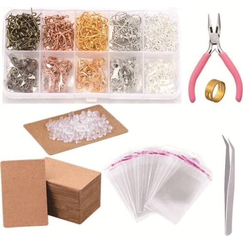 1353pcs Earring Making Supplies Kit with Earring Hooks,Jump Rings,Earring Display Cards,Jewelry Pliers For Earrings Making