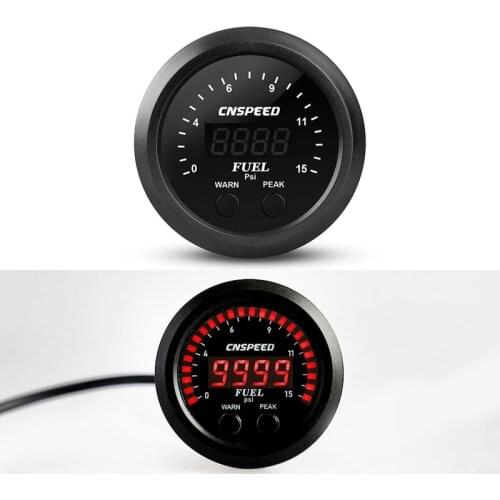 CNSPEED 2.5inch Fuel Pressure Gauge Digital Display 12V Ultra-Thin Universal 0-150PSI Fuel Meter with Sensor LED Indicator