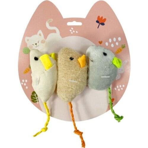 3pcs/lot Mix Pet Toy Mice Cats Toys Fun Plush Grinding Teeth Interactive Mouse Cat Toy For Kitten