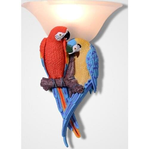 30X44cm Free Shipping Color Parrot Resin Wall Lamps Modern Creative Wall Lamp For Living Room Bedroom LED Wall Lamp E27
