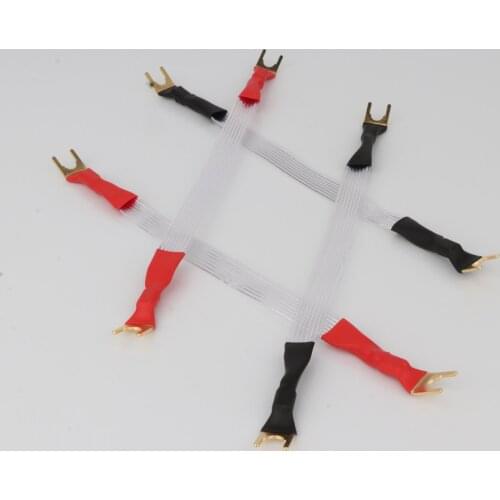 4Pcs/Set 15cm HiFi Silver Plated Jumper Cable DIY Audio Speaker Wire Banana To Spade Bridge Cable