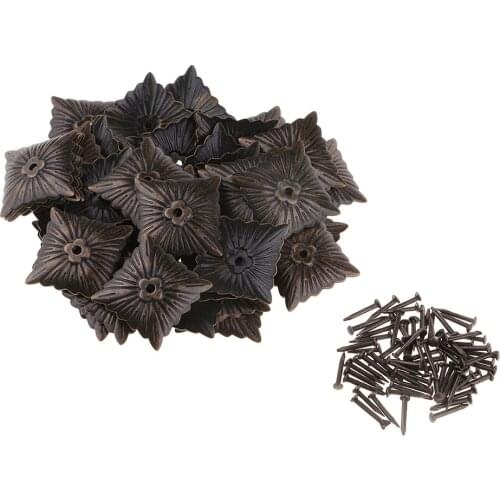 50 Pieces Vintage Square Flower Design Iron Tack Nails Stud Pins Sofa Furniture Wall Upholstery Sofa Door Decoration